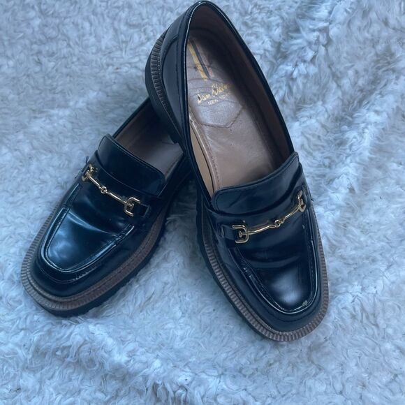 Sam Edelman Laurs Black Leather Platform Loafers Chunky Heel Horsebit SZ… - Picture 6 of 14